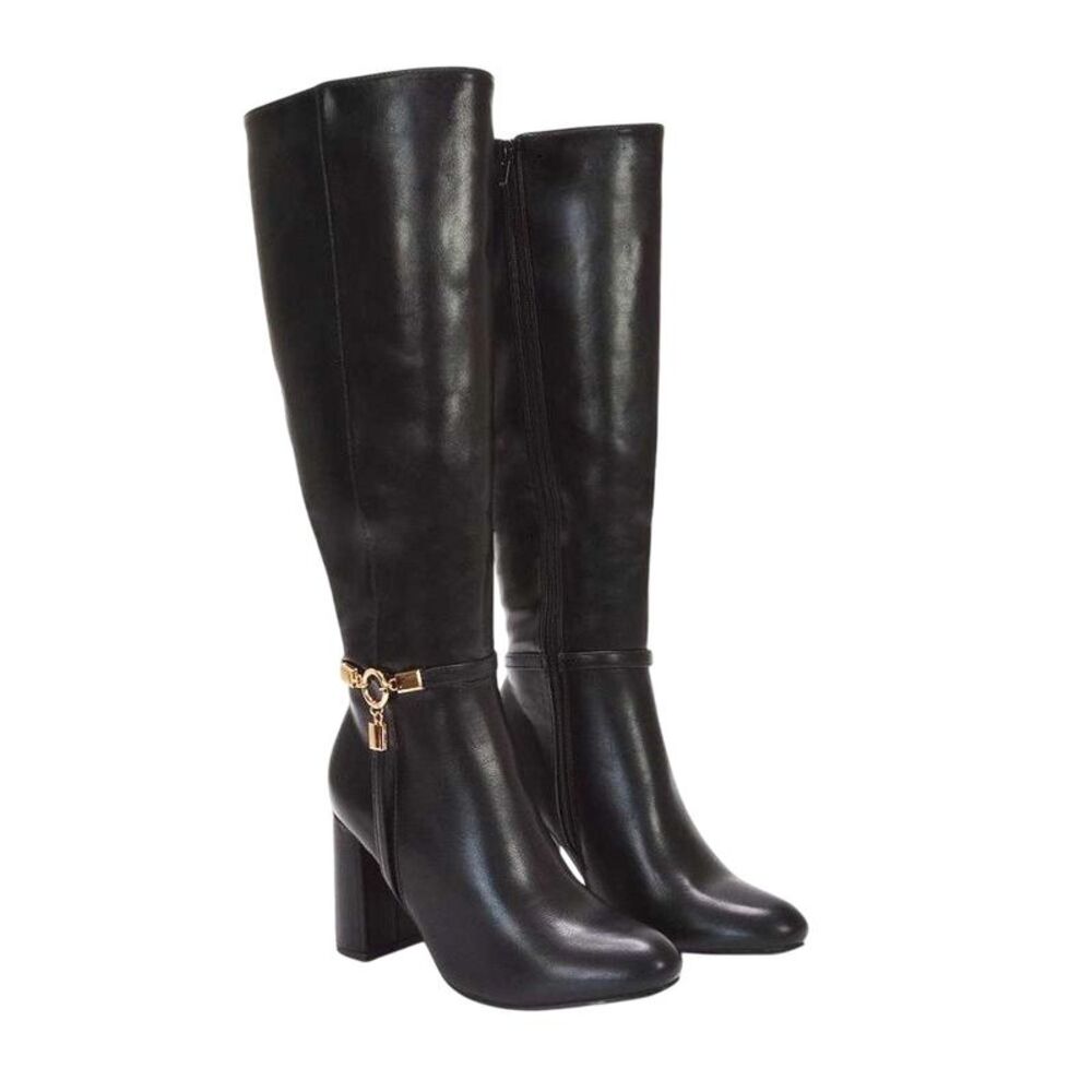 XY London Womens/Ladies Ebony Wide Calf Knee-High Boots / Black